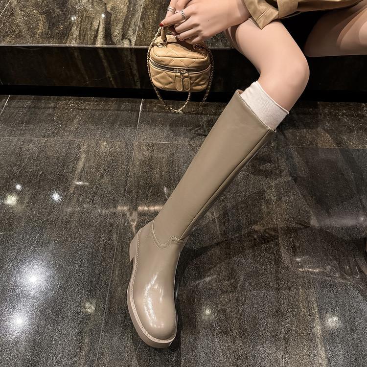 Personalized British Style Boots Women's Thin Knight Boots Round Head Thick Heel Versatile High Boots Autumn and Winter Boots