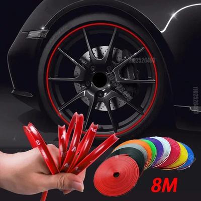 8M Roll Rim Blades Car Vehicle Color Wheel Rims Protectors Decor Strip Tire Guard Line Rubber Mounding Trim Tire Guard Line