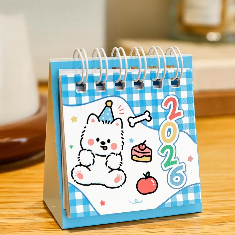 2026 Year Simple Ins Small Desk Calendar Cute Cartoon Dog Calendar Portable Pocket Calendar Schedule Desktop Decoration Gifts
