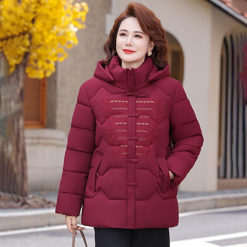 

Winter cotton-padded clothes, piled and thickened cotton-padded clothes, elderly women s cotton-padded jackets, warm coats 6XL [recommended 160-82.5 kg] бордовий