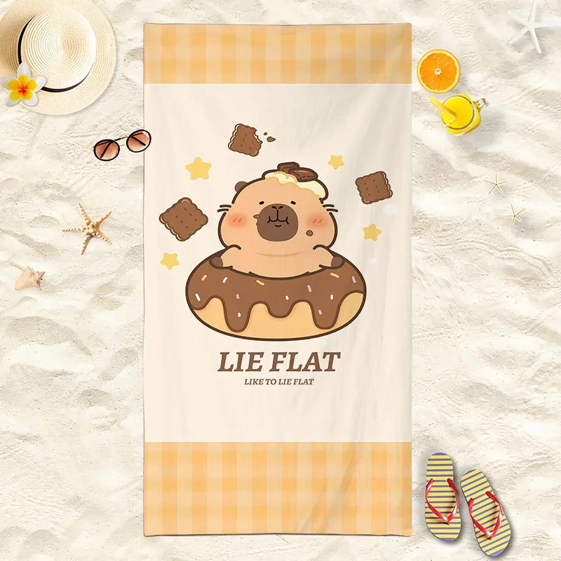 Nieuwe Capibara Strandlaken Schattige Capibara Zacht Strandlaken Microvezel Cartoon Bedrukt Handdoek Comfortabel Zacht Strandlaken