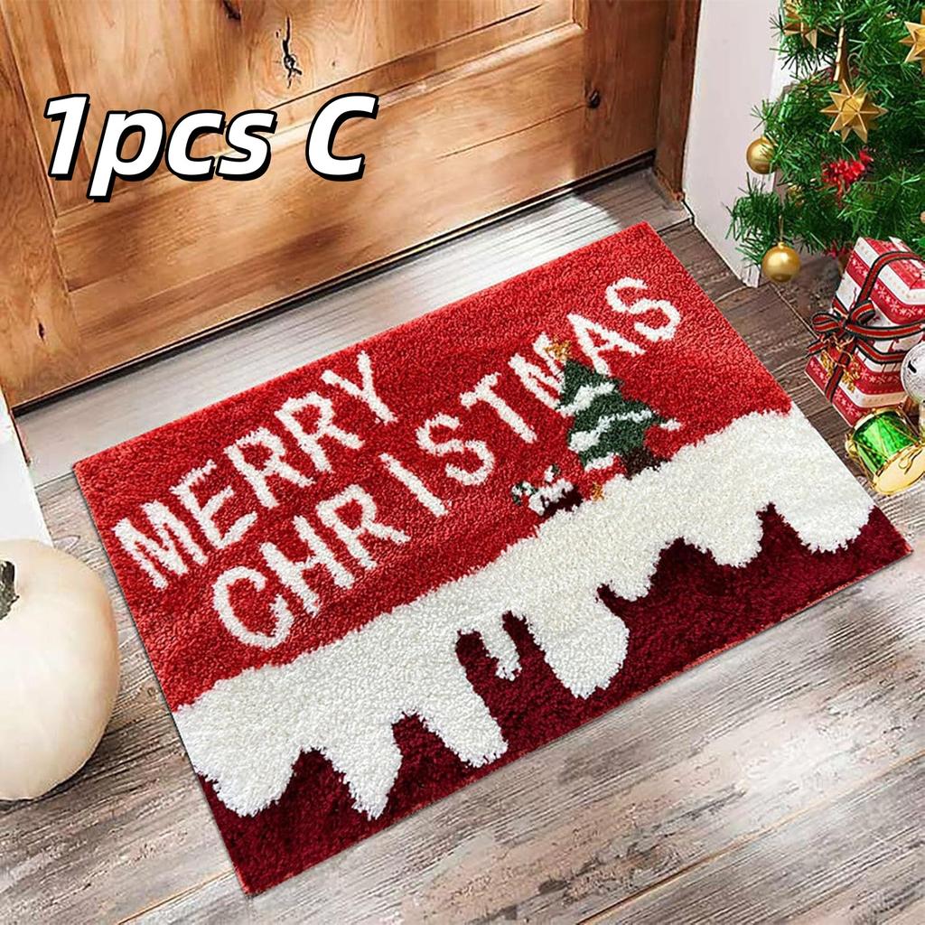 1pc Christmas Door Mat Holiday Home Decoration Waterproof And Slip-Resistant Easy To Clean Floor Mats For Toilet Entrance Hall