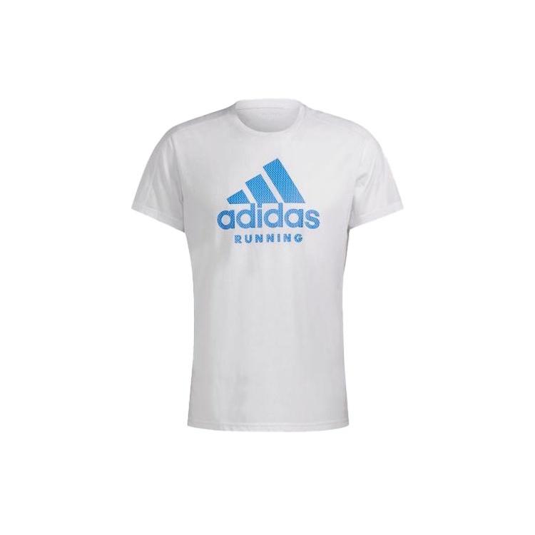 adidas Run Logo Tee M Logo Printing Round Neck Short Sleeve White Men s GJ6474 XL
