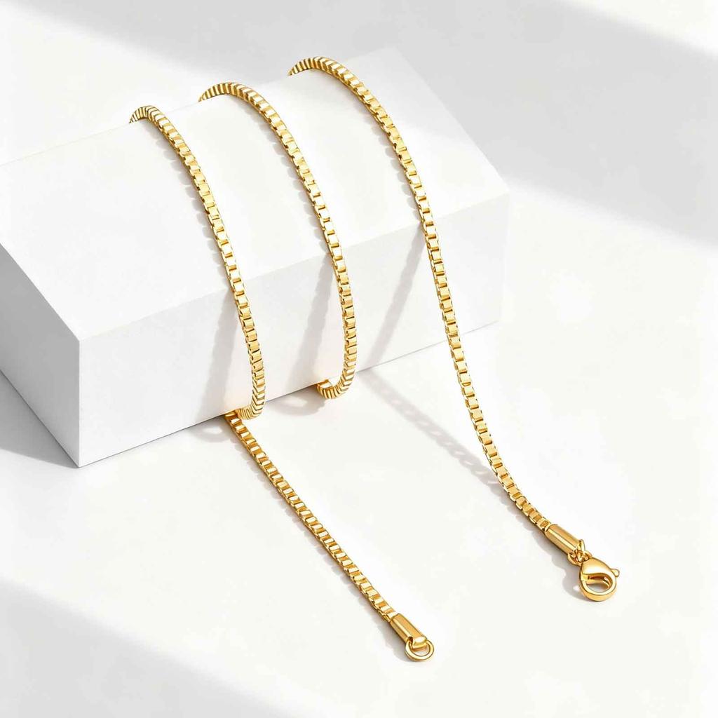 1/2/3MM Hip Hop Stainless Steel Box Chain Necklace for Women,Simple Basic Chain Necklaces,Fashion Accessories Gift