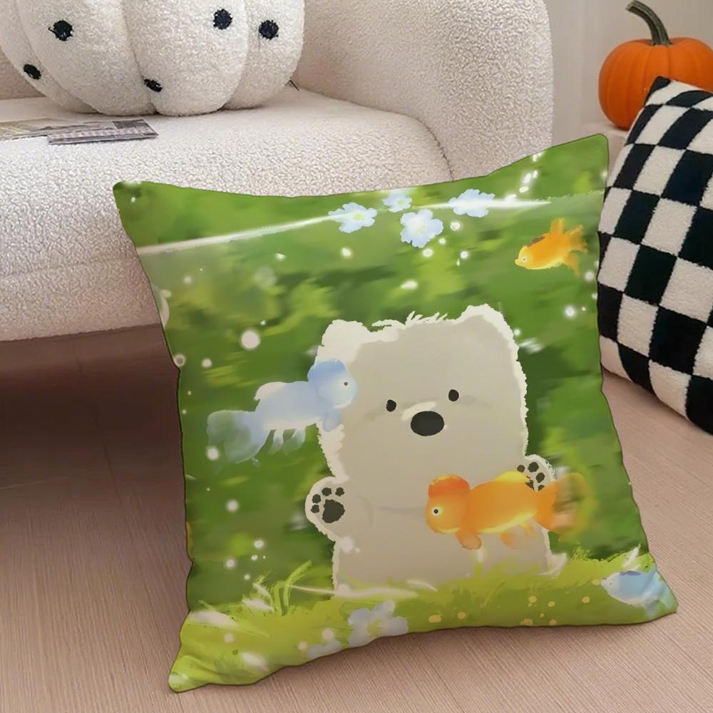 Warm Healing Iittle Fresh Cartoon Animal Cushion Cover Linen Pillow Case Soft Breathable Protective Couch Room Decoration
