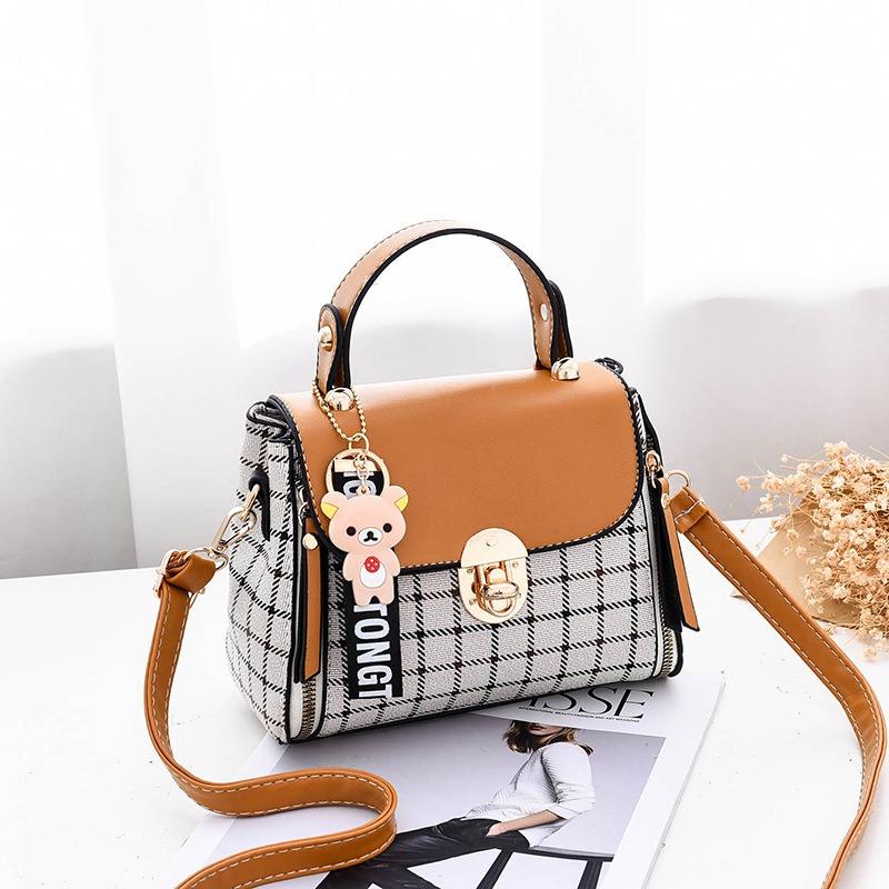 Bag Women's New Korean Version Beautiful Small Square Bag Striped Messenger Bag Casual Shoulder Messenger Mini Bag