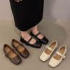 Retro-Rock Mary Jane Einzel-Schuhe Herbst Neu Flacher Mund Flacher Boden Kleine Lederschuhe
