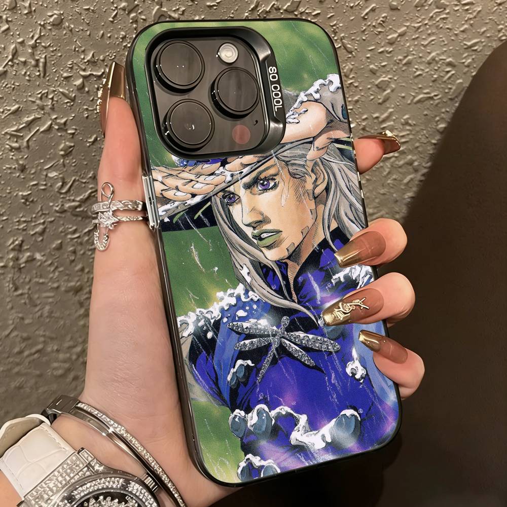 Anime JoJo's A-Adventure Zeppeli Phone Case For iPhone17,16,15,14,13,12,11Plus,Pro Max,XS,Colorful Silver Phone case Funda Cover