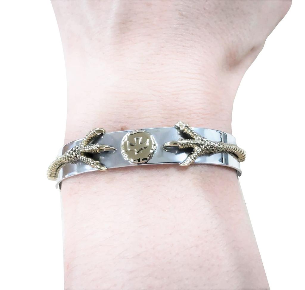 Silver 925 Bangle Bracelet for Men Eagle with Gold Metal and Double [cmy Select] (09 Claws)