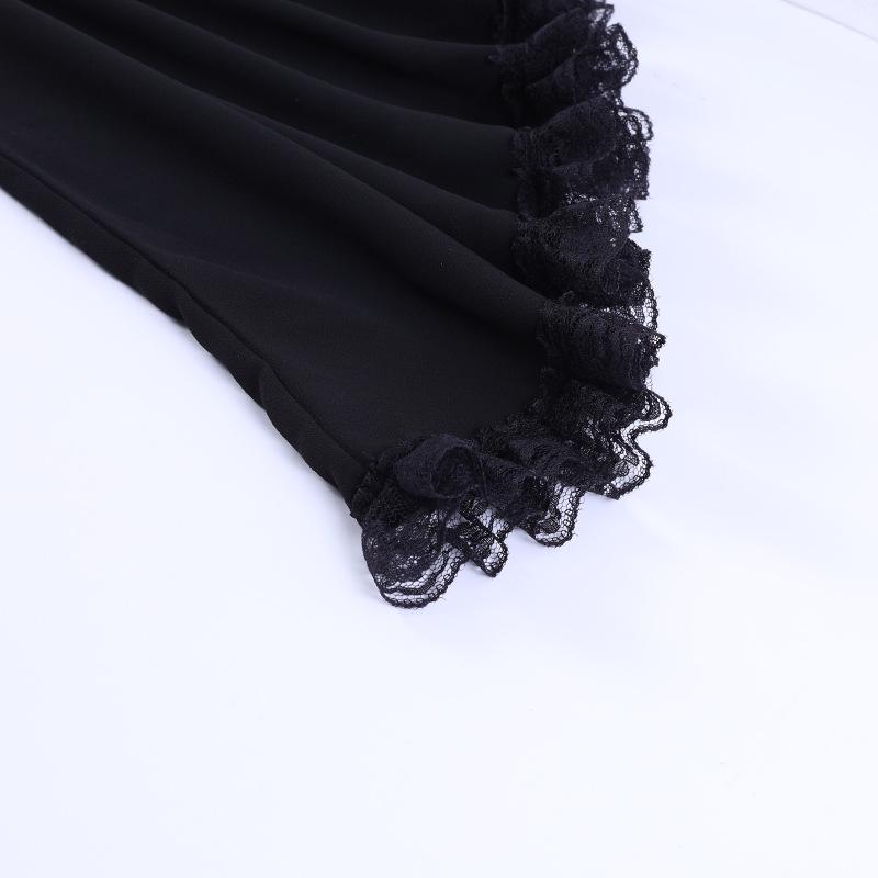 Dark Spring/Summer Lace Bell Sleeve Casual Black Cardigan Top
