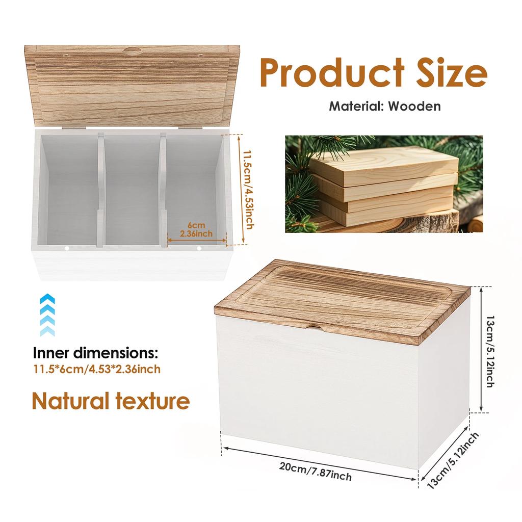 Wood Tampon Holder Sanitary Napkin Storage Bin with Lid and 2 Removable Dividers Feminine Product Organizer for Kitchen Bathroom