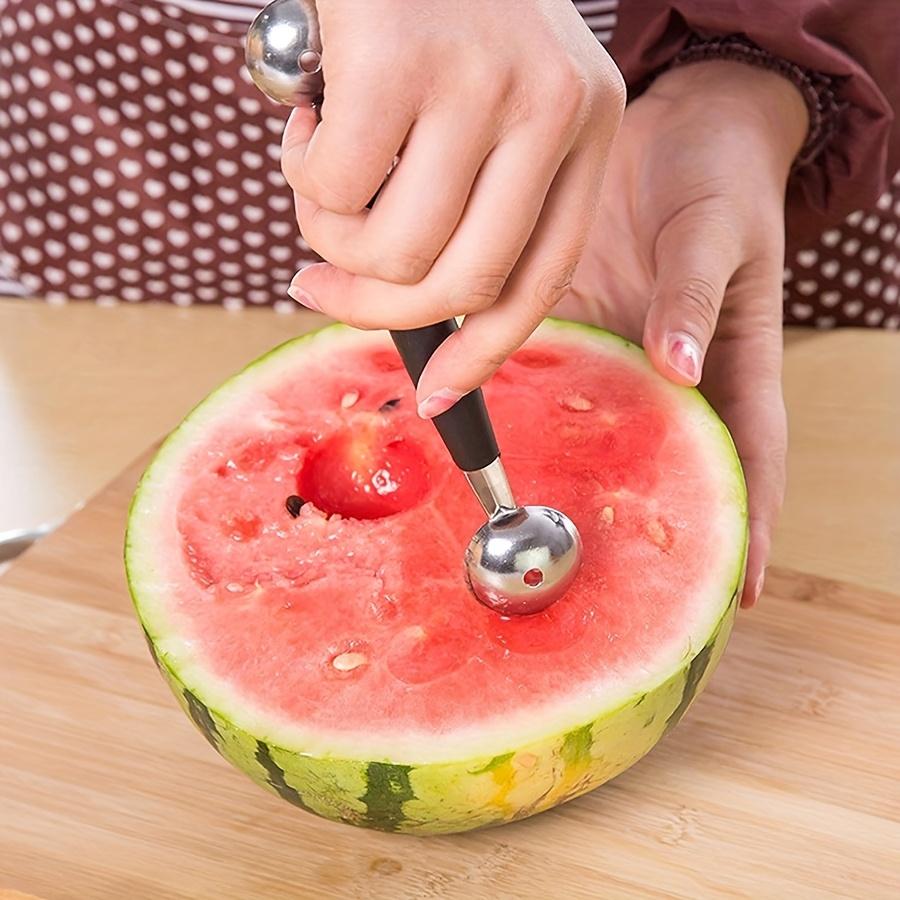 Stainless Steel Fruit Carving and Scooping Tool Reusable Dual-Purpose Fruit Spoon Ice Cream Watermelon Melon Ball Spoon JXB