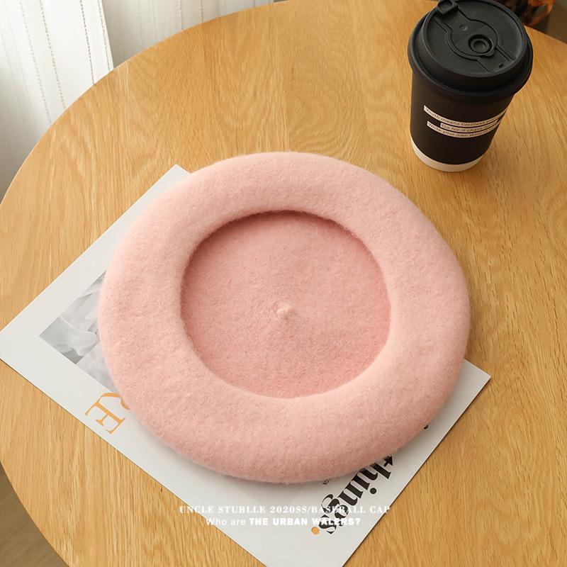 Women's Artistic Retro Wool Beret - Solid Color Autumn/Winter Hat