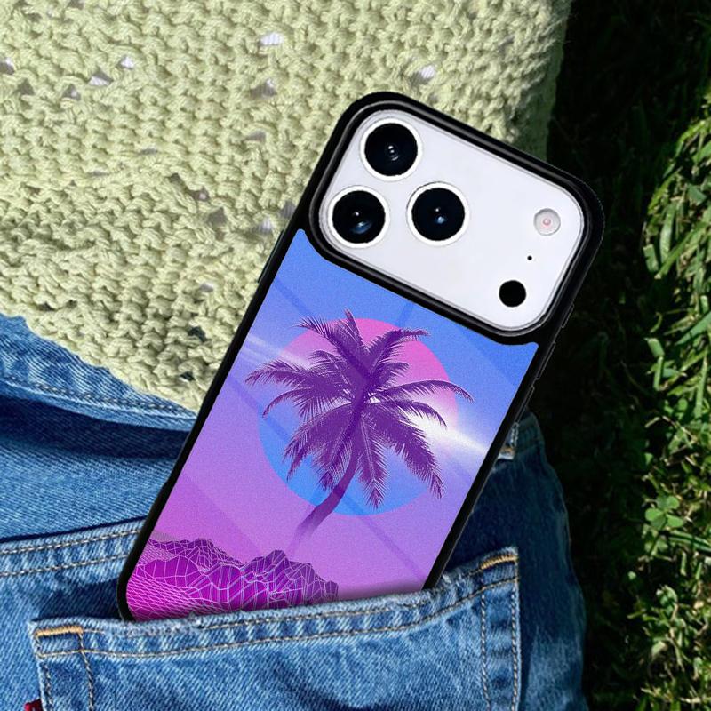 80s Retrowave Neon Palms Tree soft Phone Case Cover for IPhone 11 12 13 14 15 16e 17 Pro Max Coque for IPhone 17 Air