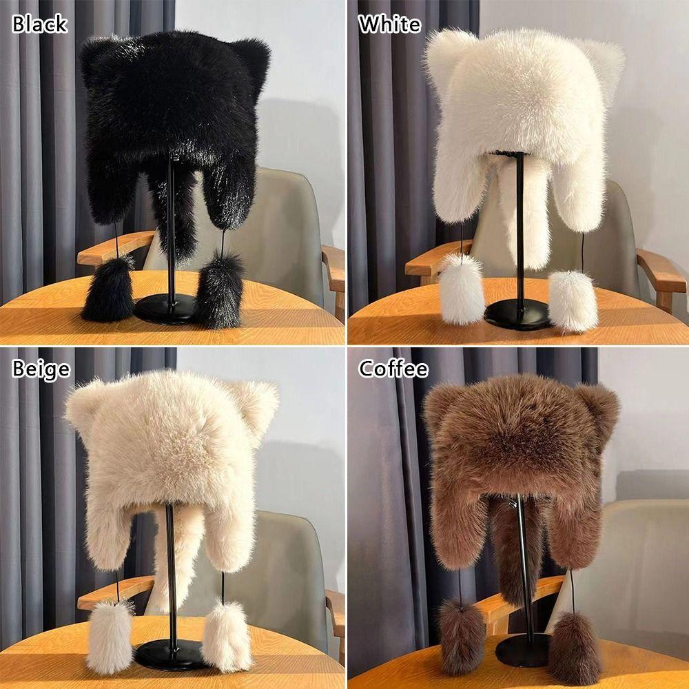 Ear Protection Plush Hat Windproof Big Bear Hat Fashionable Winter Hat  Unisex