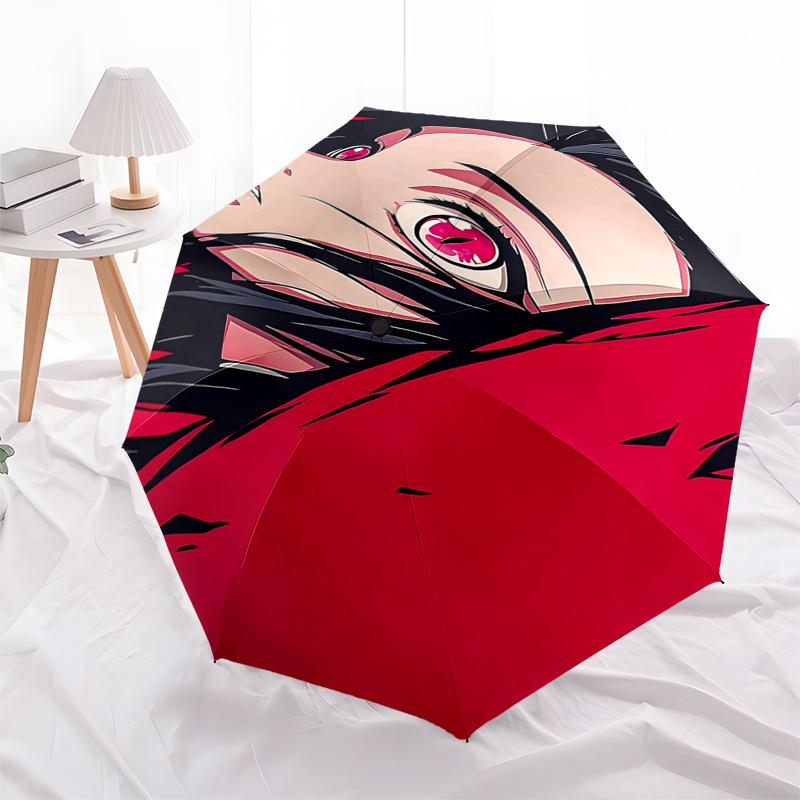 

Red Cloak with Pink Eyes: Automatic Opening/Closing Umbrella - Portable 3-Fold Design, 8-Bone Iron Frame Outdoor Umbrella, Perfect Festival