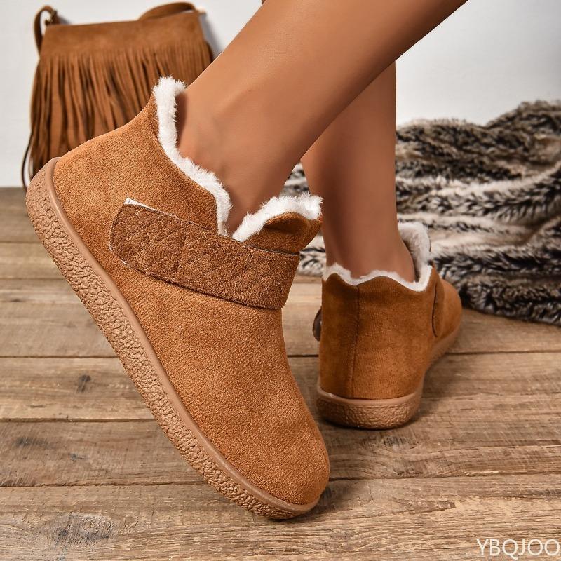 Casual comfortable flat shoes warm fashionable versatile snow boots women new minimalist solid color round toe cotton shoes
