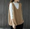 Spring and Autumn Loose Knitted Vest Retro Literary Fan V-neck Large Size Hollow Women's Work Vest Sweater Women