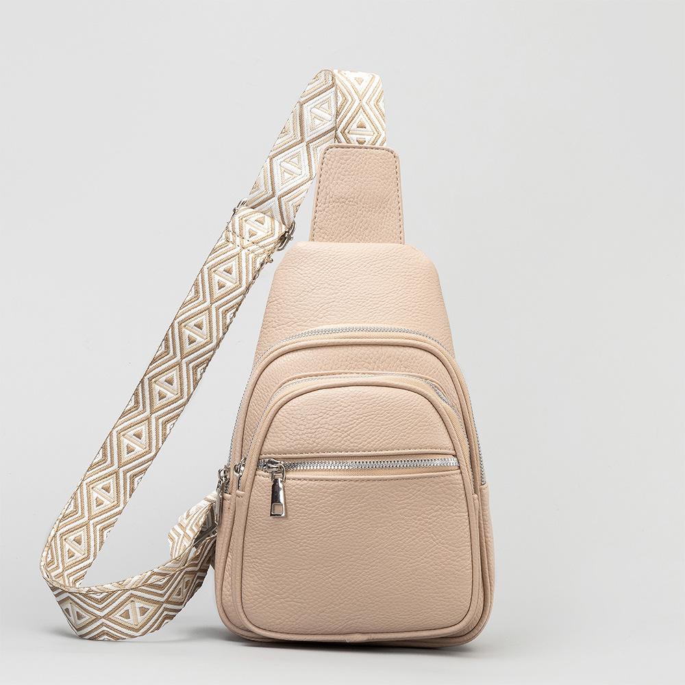 Multifunctional Travel Chest Bag Women's Fashion Zipper Handbags Trend Pu Leather Shoulder Bag Casual Soild Color Messenger Bags