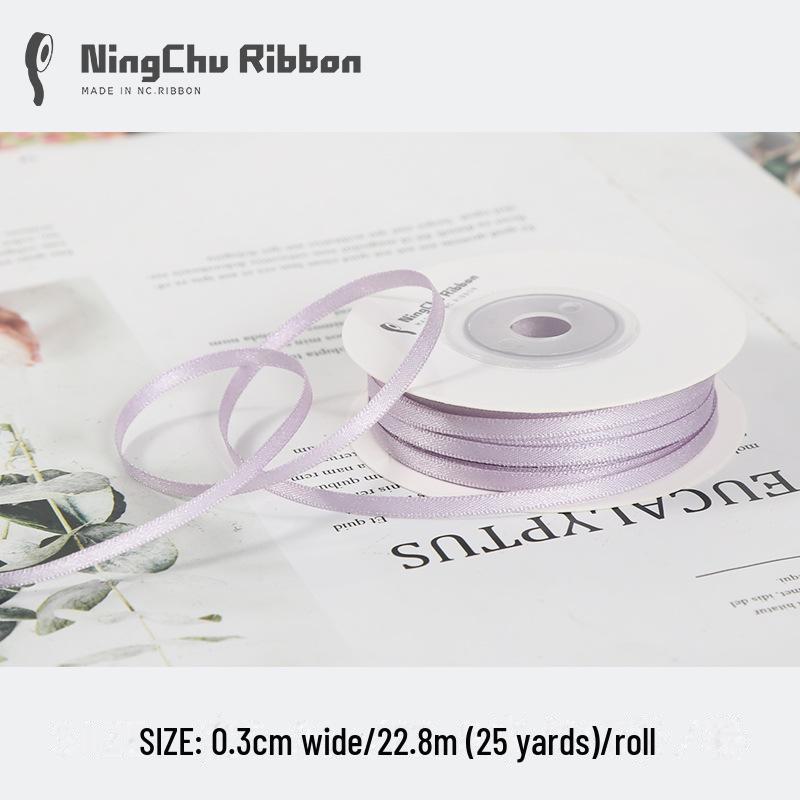 3mm Double-Sided Satin Silk Ribbon for DIY Gifts, Bows, Bouquets, and Baking Packaging