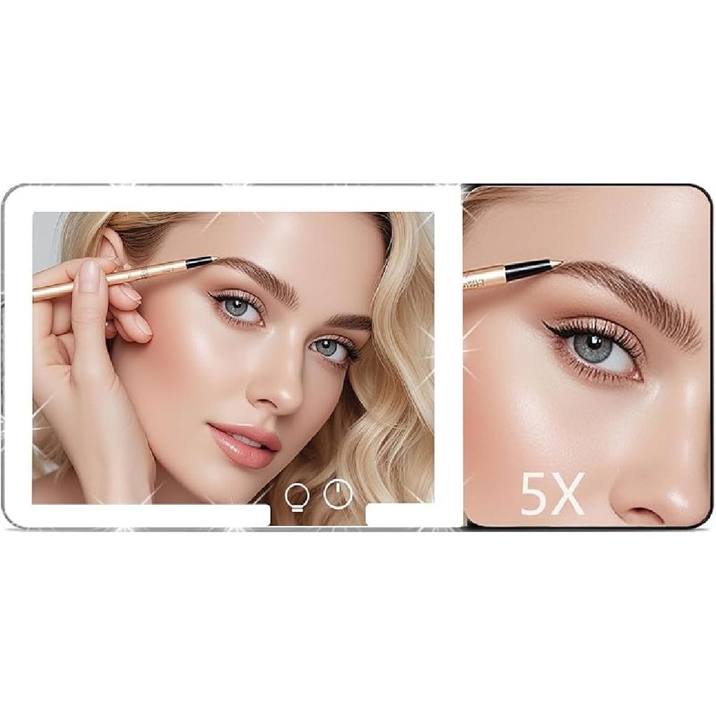 Car Sun Visor Vanity Mirror, 3 Light Modes & 60 LEDs, Rechargeable Dimmable Touch Screen Travel Makeup Mirror,Universal For Truck SUV-Car Accessories