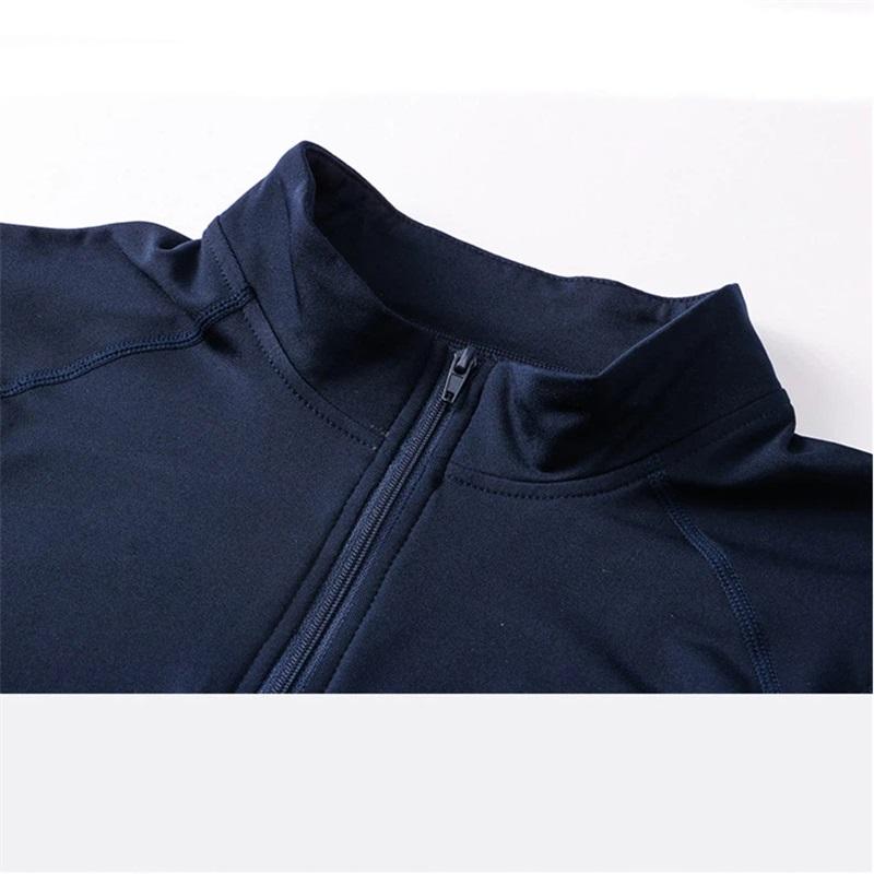 Men's Autumn Winter Fleece Fitness Clothes High Elastic Compression Sports Running Training Long Sleeve Warm Stand Collar Sweatshirt