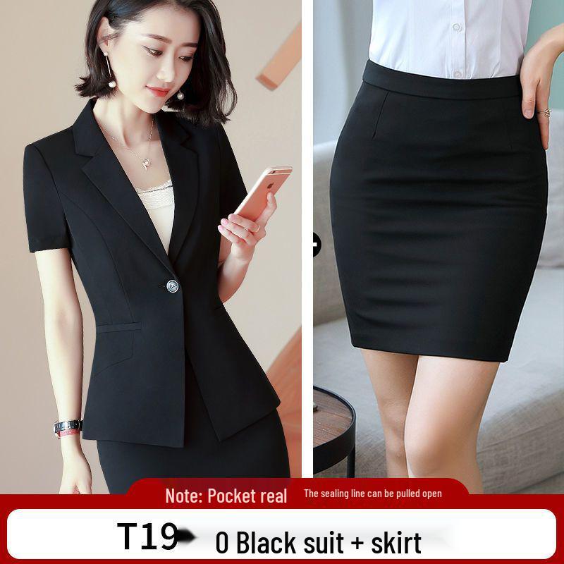 Elegant Women's Summer Suit Set - Professional, Short-Sleeved Front Desk Uniform, Thin Style