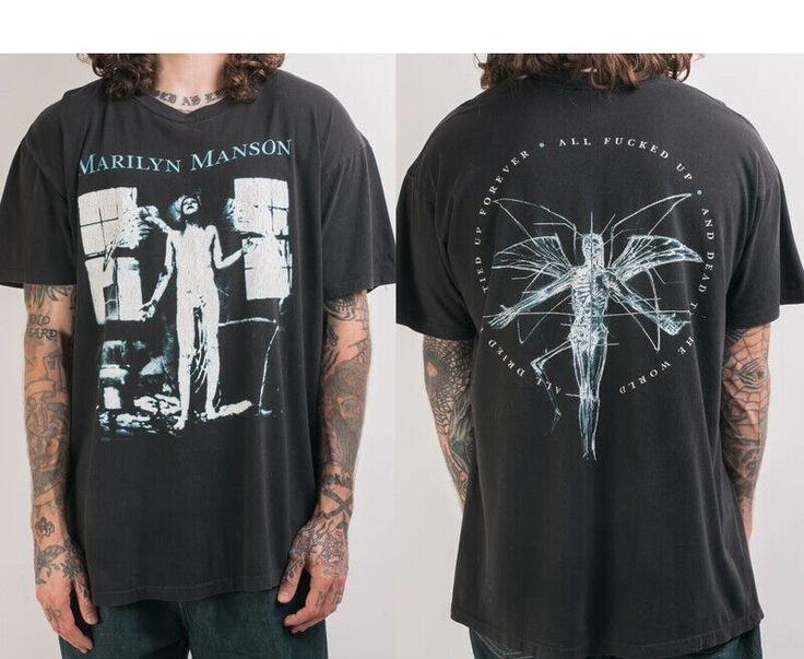 Marilyn Manson Band Shirt Design 2 Side Black Unisex Shirt Vtg WA0342 M