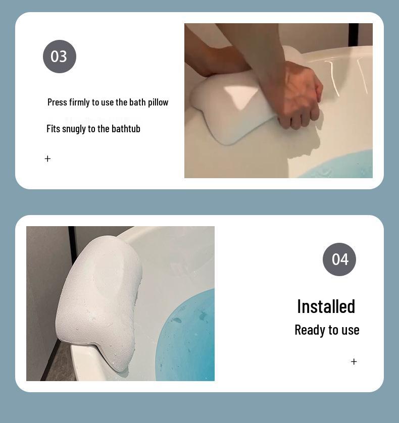 Waterproof Suction Cup Bath Pillow Headrest for Bathtub & Shower