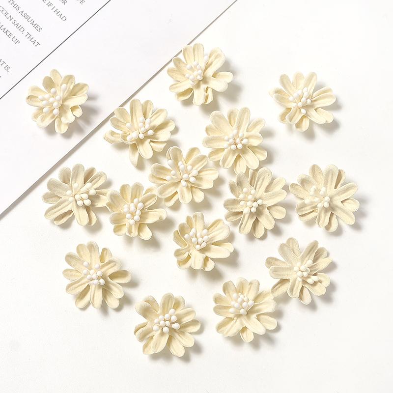 

10/20/50 шт. 2,5 см Шелковые Искусственные Головки Цветков Маргаритки для Домашнего Свадебного Украшения Искусственный Цветок DIY Гирлянда Аксессуары для Рукоделия 10PCS бежевый