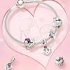 BAMOER 925 Silver Mother & Daughter Bead Affinity Heart Charm for Women Bracelet Bangle DIY Mother's Day Gift BSC687