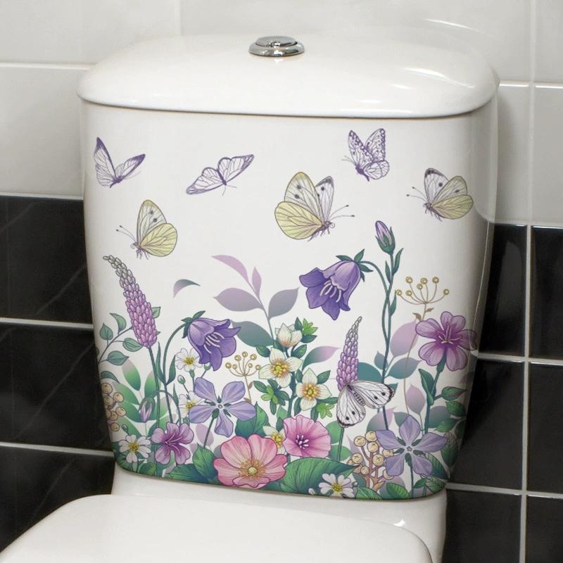 Bathroom Toilet Seat Sticker Self-Adhesive Floral Butterfly Decals Toilet Stickers For Cistern Bathroom WC Restroom Decor