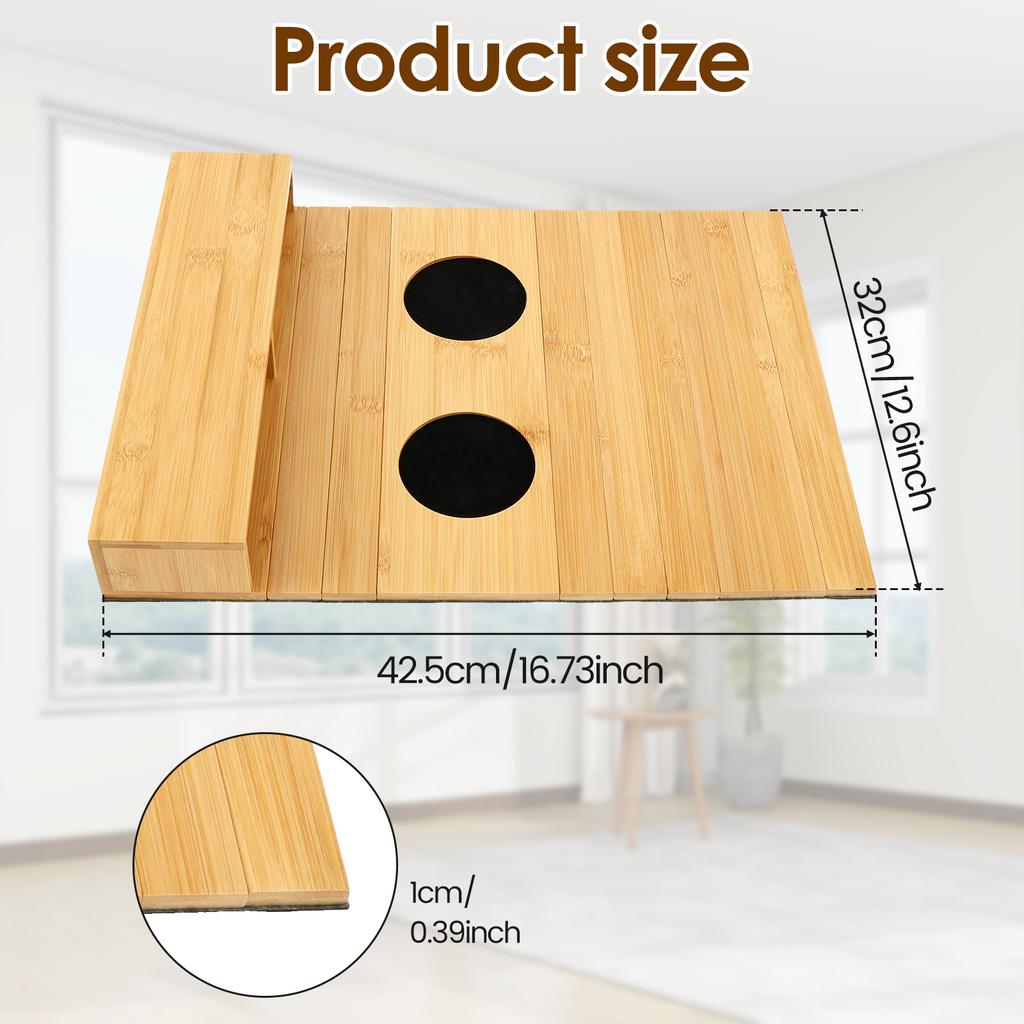 Bambus Sofa Armlehnen Tablett Faltbar Couch Getränkehalter Anti-Rutsch für Getränke Snacks Fernbedienung Zeitschriftenhalter