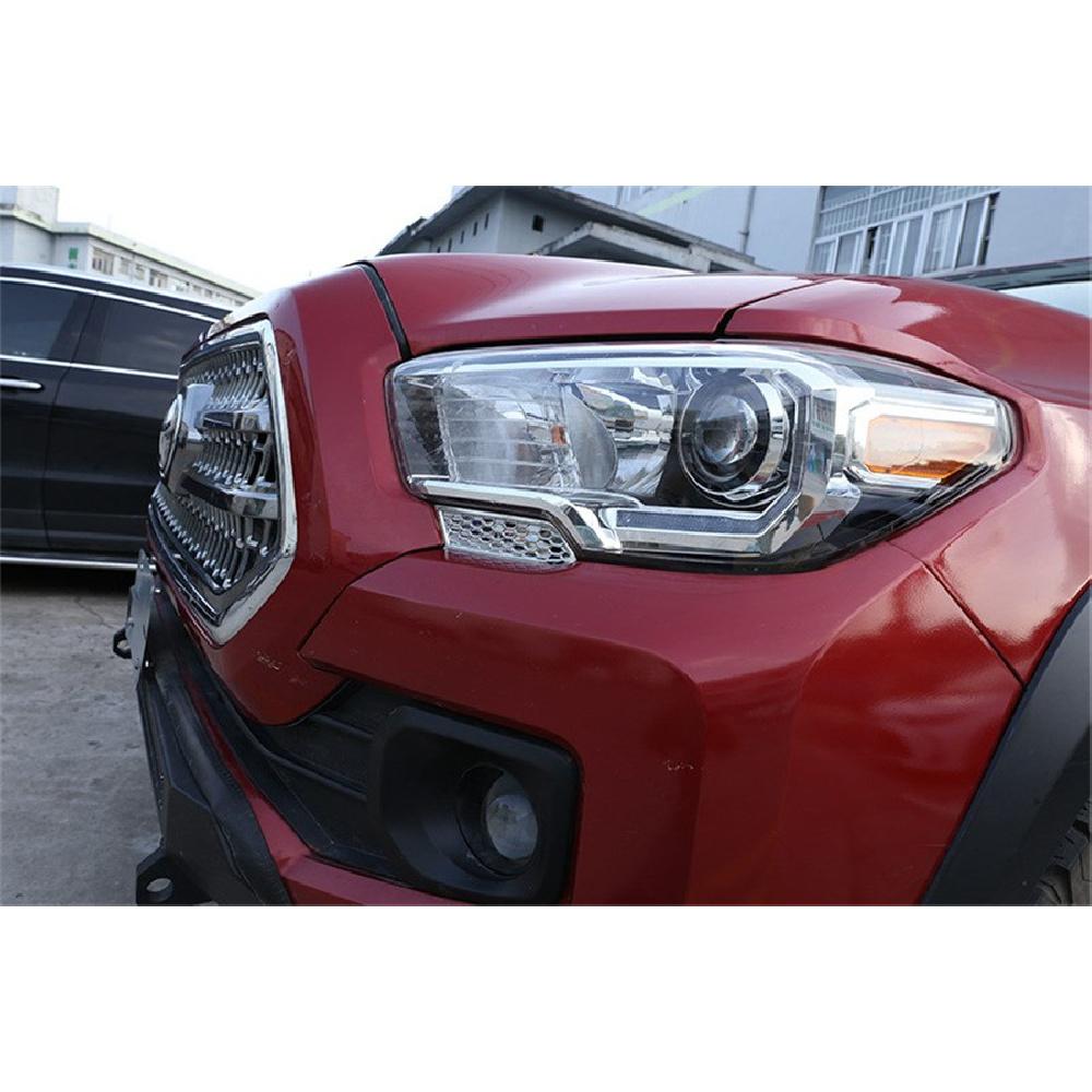 2 Pcs Chrome Plastic Front Headlight Cover Trim For Toyota Tacoma N300 2016-2020