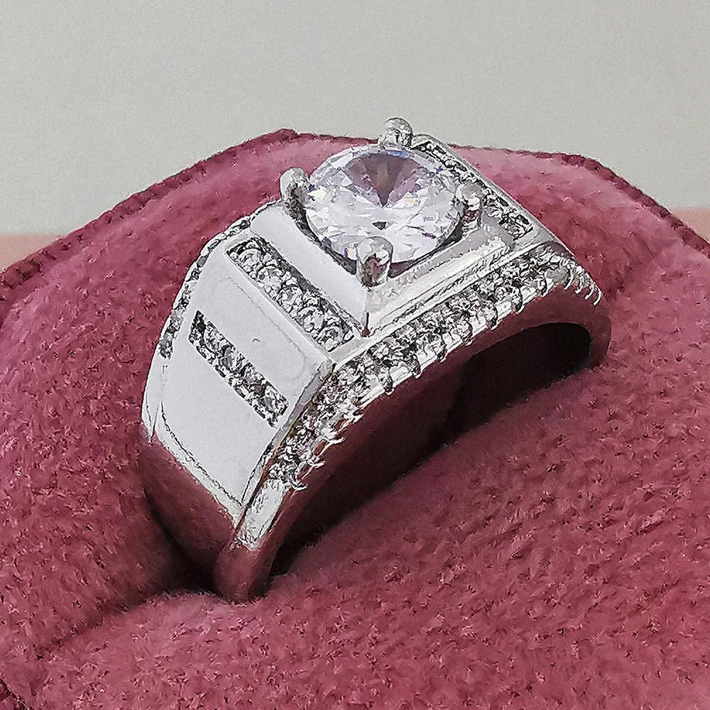 

Мужское ретро роскошное кольцо с крупным бриллиантом - Европейский и американский стиль, R4488 Size 5 белый