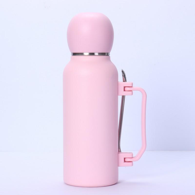Stainless Steel Insulated Travel Mug With Handle Straw Spoon - 1300ml Large Capacity Vacuum Thermos Gym Office Outdoor