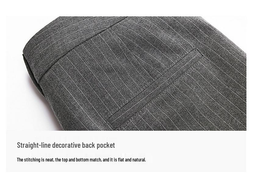 083 Women's Color-Spun Striped Professional Straight-Leg Slimming Suit Pants