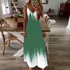 Women's Gradient Print Spaghetti Strap Maxi Dress Casual V Neck Sleeveless Long Beach Dress
