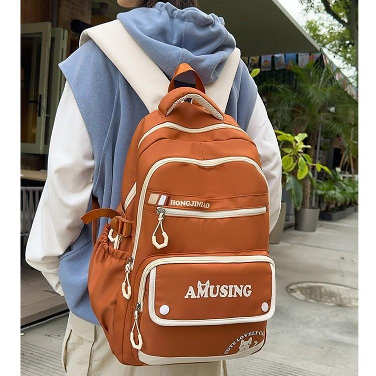 School bag Korean version big couple casual back high value teenager multi-compartment