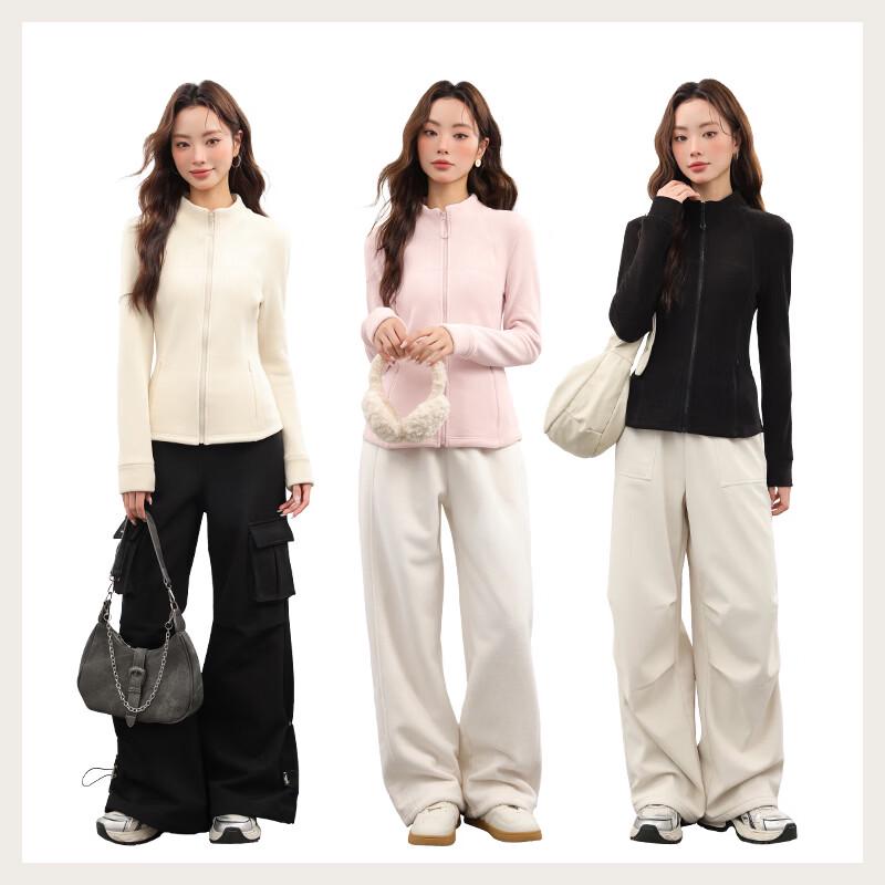 MJ STYLE Women's Fleece-Lined Stand-Collar Slim Fit Jacket