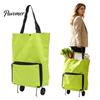 Tragbarer Einkaufswagen für tägliche Besorgungen mit Rädern, faltbar, wiederverwendbare Einkaufstasche, seitlicher leichter Trolley für Pendler, Tasche, große Kapazität