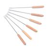 6pcs Fondue Fork Multifunctional Stainless Steel Wooden Handle Fondue Fork For Fruit Cheese Fondue Chocolate Fountain