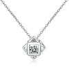 S925 Sterling Silver Women's Collarbone Chain Rubik's Cube Zircon Pendant Necklace (40cm + 3.5cm) Luxury Jewelry