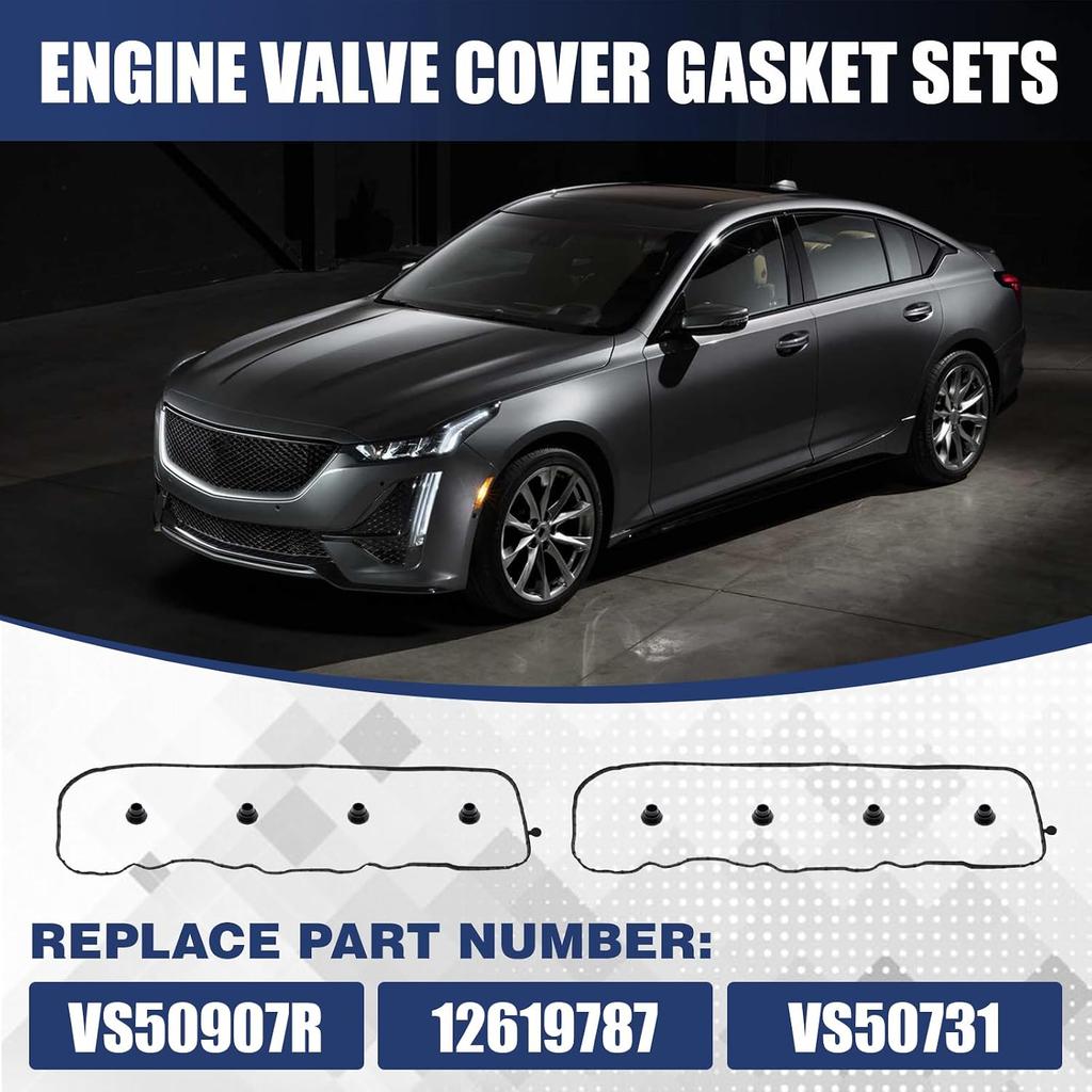 Engine Valve Cover Gasket Sets | Fit Cadillac CTS Chevy Camaro Corvette GMC Savana Replace VS50907R 12619787 VS50731