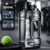 Large Capacity Plastic Sports Water Bottle with Handle and Straw for Gym Outdoor Hiking 1600ml 2600ml MIT