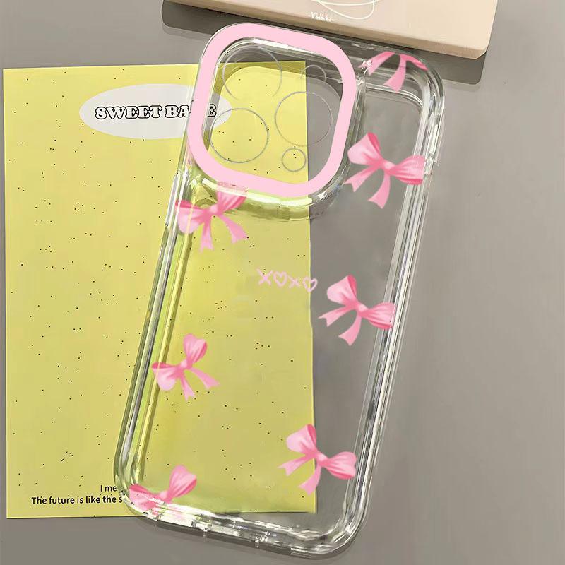 Pink Bow Knot Transparent Phone Case for Samsung A55 A35 A54 A56 A52 A15 Cases S25 Ultra S24 S23 S22 FE A53 A34 A16 A36 Cover