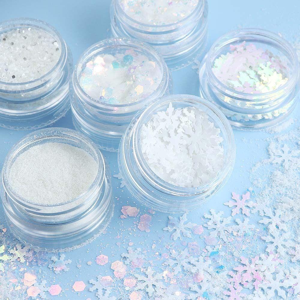 6Pcs/set Xmas Nail Accessories Christmas Nail Sequins Christmas Nail Woolen Powder  Party