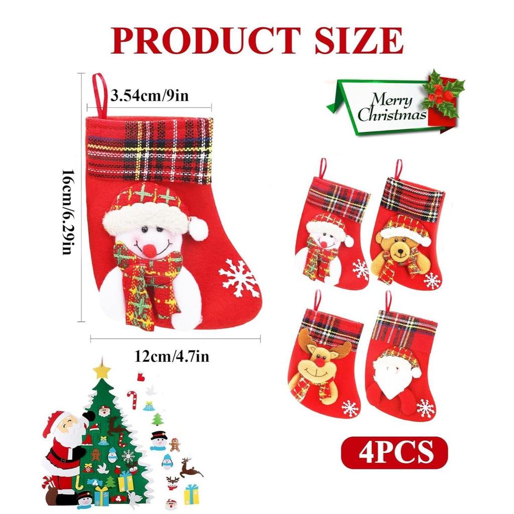 4 Pcs Christmas Tree Decoration Items, Christmas Decor, Christma Decorations Items Ornaments Santa Claus with String Hanging Decor