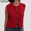 Women's Fashion Casual Summer Spring Solid Color Print Sleeveless O-Neck Sweaters