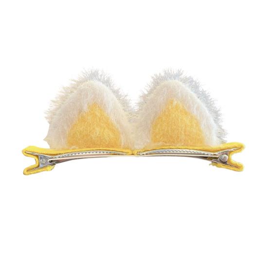 Yousheng Hair Pin 3D Cat Ear Plush Hair Clip Soft Fluffy Vibrant Colors Rounded Metal Clamp Kids Hairpin Autumn Winter Hairstyles School Travel Party